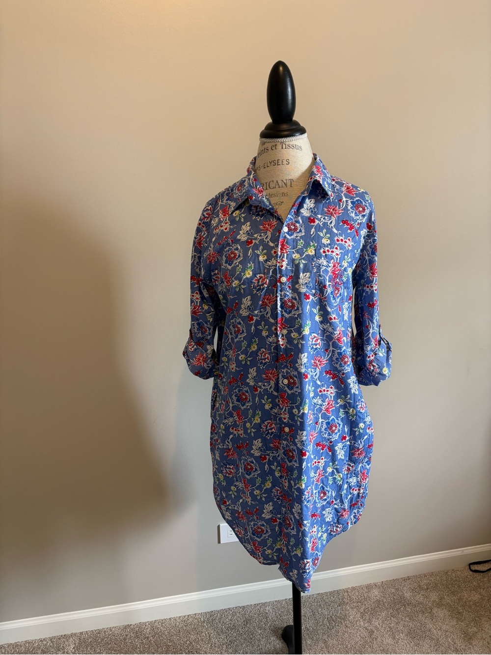 Lauren Ralph Lauren Blue Floral Button-Up Tunic